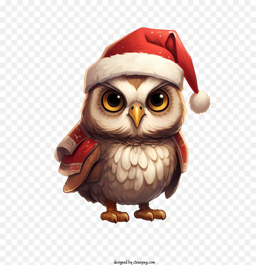 Búho Navideño，Búho Con Gorro De Papá Noel PNG