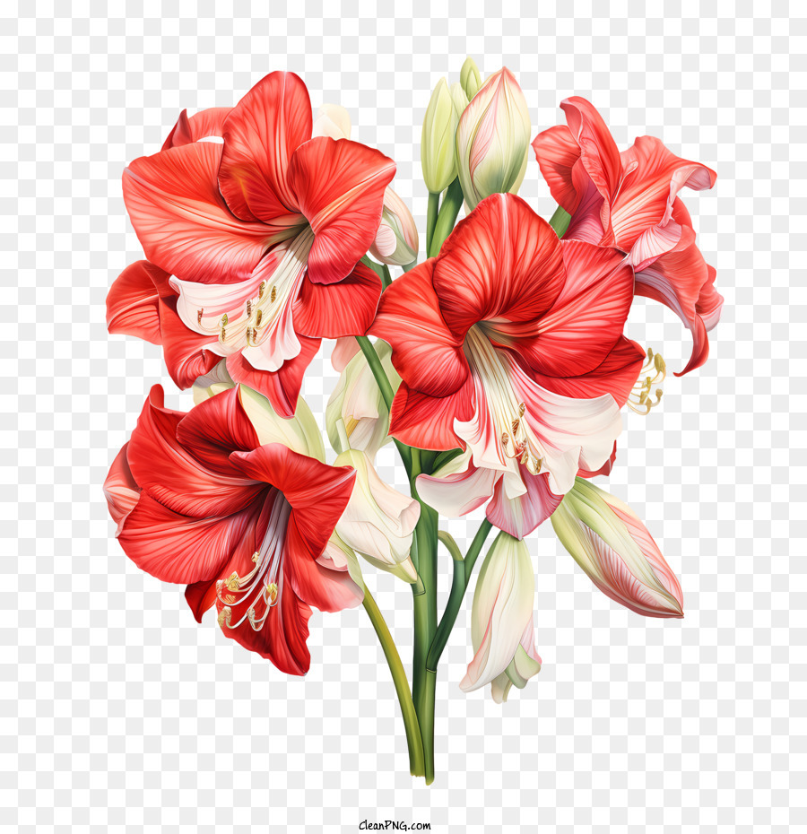 Flor De Amaryllis，Rojo PNG