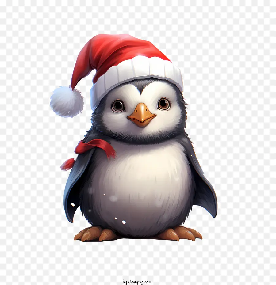 Pingüino De Navidad，Pingüino Con Gorro De Papá Noel PNG