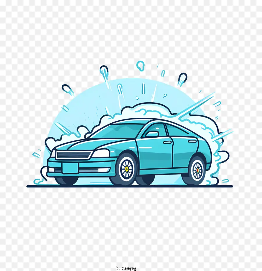 Lavado De Autos，Coche Azul PNG