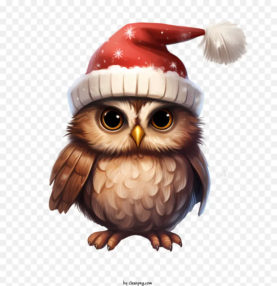 Búho Navideño，Búho Con Gorro De Papá Noel PNG