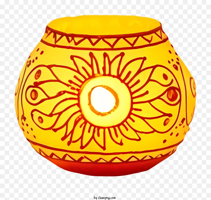 Amarillo Florero，Motivo Solar Estilizado PNG