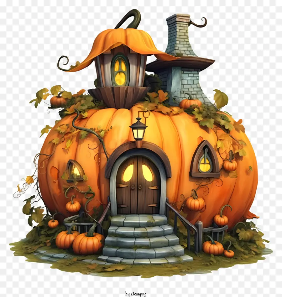 Casa De Calabaza De Dibujos Animados，Decoraciones Fantasmales PNG