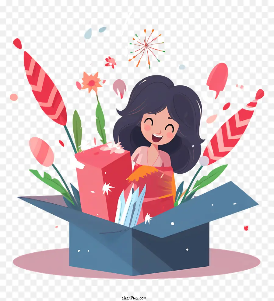 Fiesta，Chica Con Regalos PNG