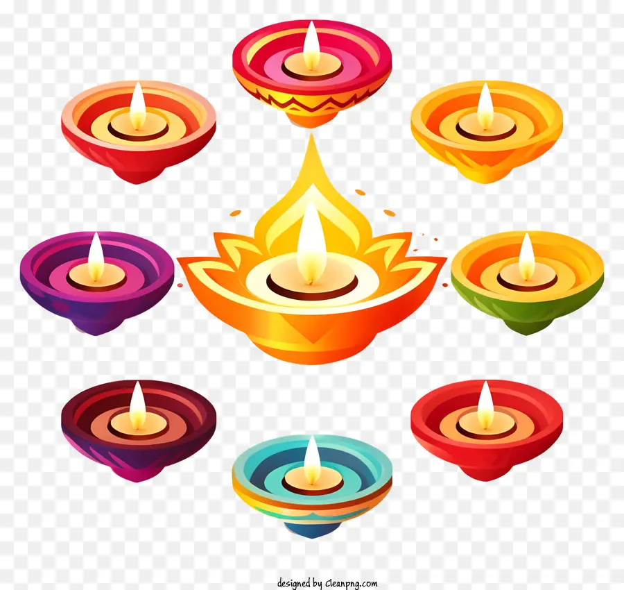 Velas De Diwali，Lámparas Diya PNG