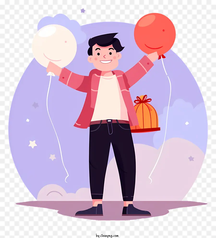 Globos Rojos，Sonriente Hombre PNG