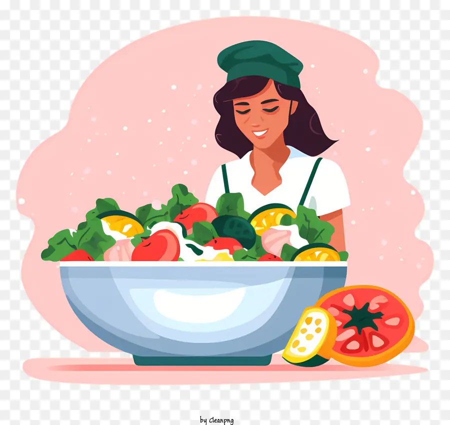 Cocinero，Mujer Con Ensalada PNG