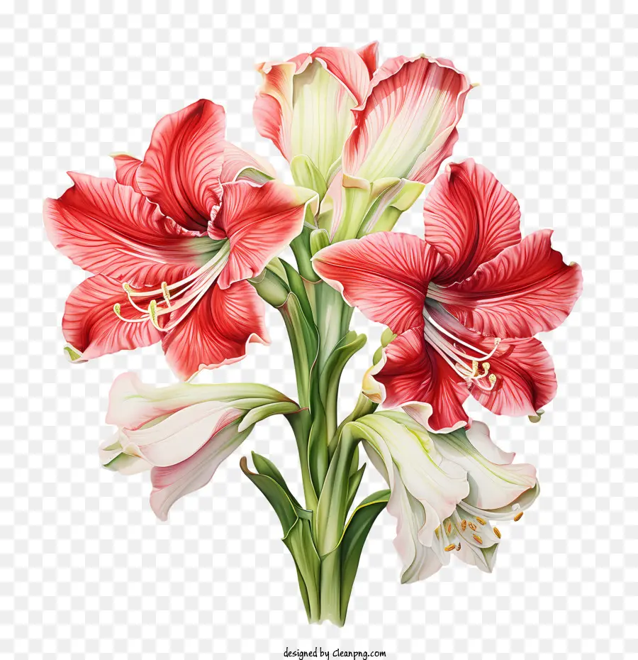 Flor De Amarilis，Flores Rojas PNG