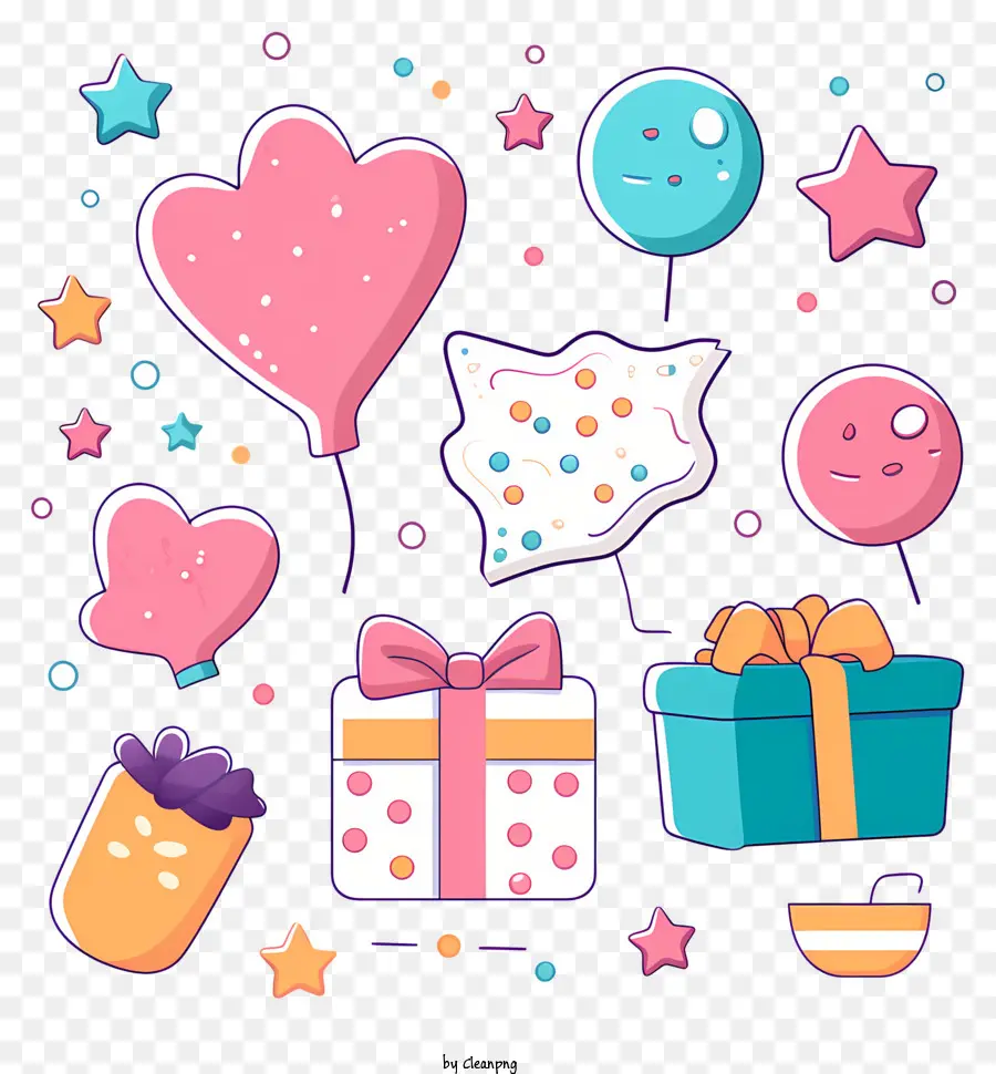 Regalos Festivos，Cajas De Regalo Y Globos PNG