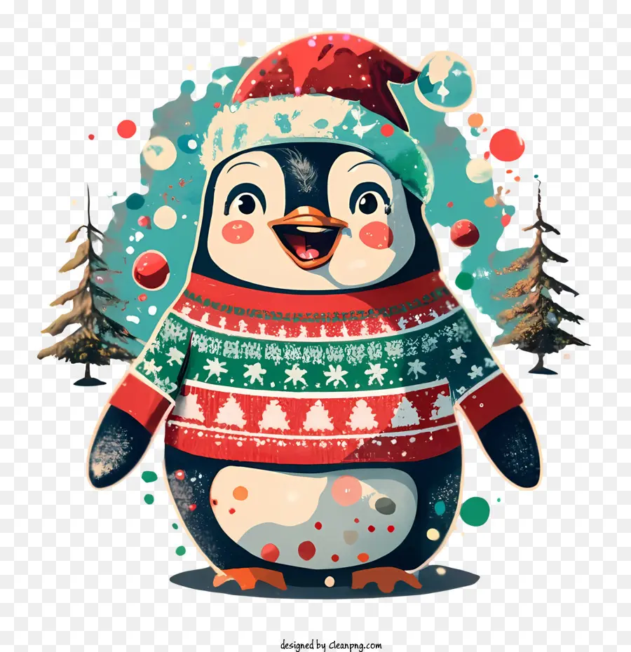 Pingüino De Navidad，Pingüino En Suéter Navideño PNG