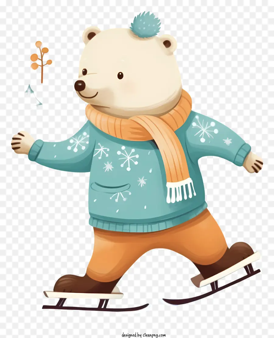 Oso Polar，Oso Patinando Sobre Hielo PNG