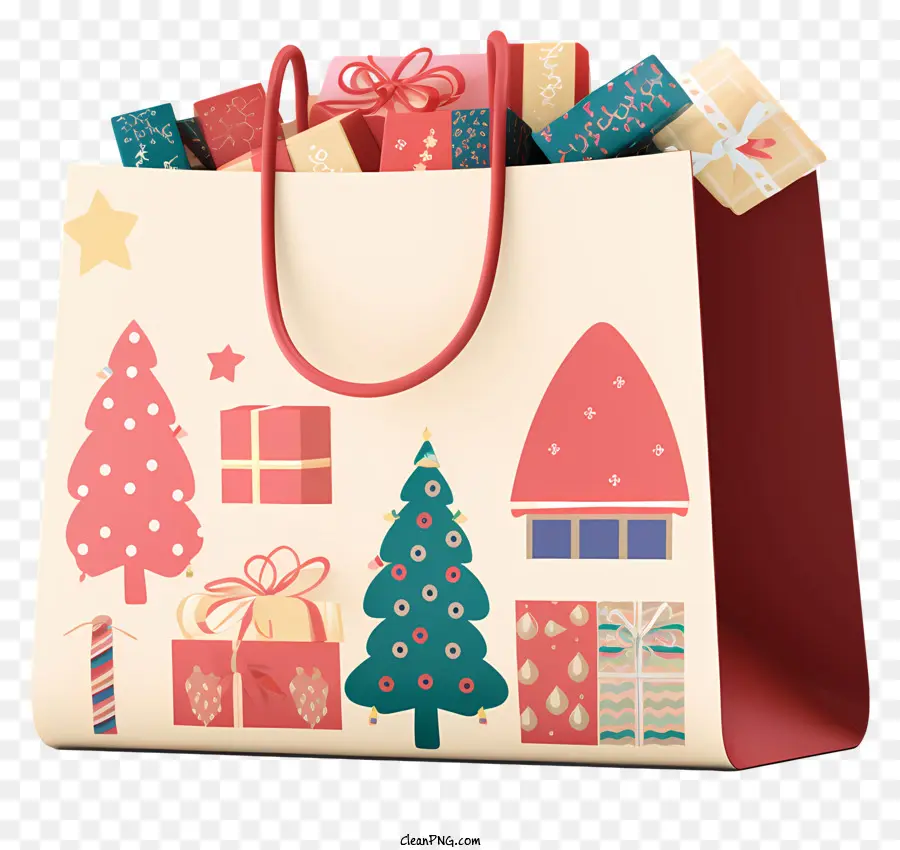 Bolsa De Compras Navideña，Bolsa De Regalo De Navidad PNG