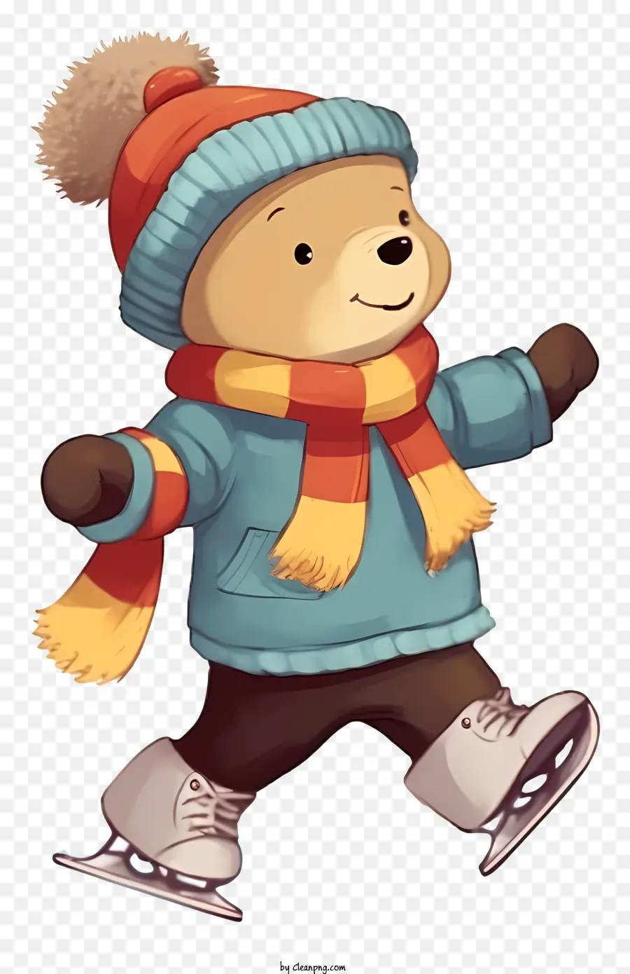 Oso De Dibujos Animados，Oso Patinador Sobre Hielo PNG