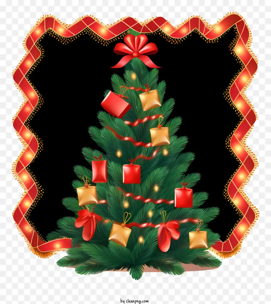 árbol De Navidad，Decoraciones De Rojo Y Oro PNG