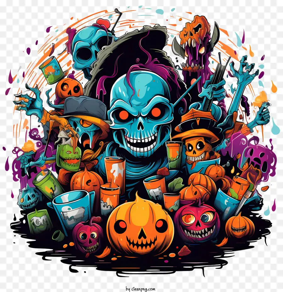 Fiesta De Halloween，Esqueleto De Halloween PNG