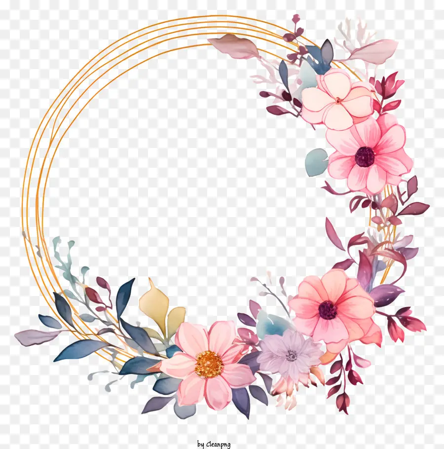 Floral Corona，Flores De Color Rosa PNG