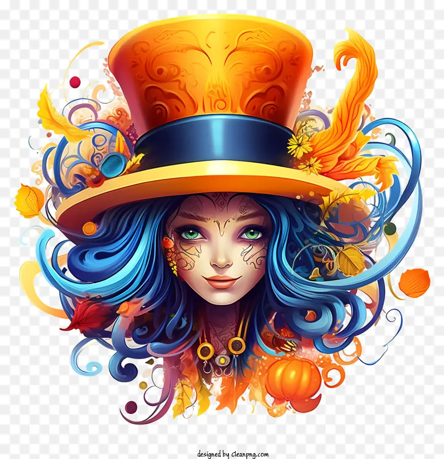 Pelo Azul，Sombrero Colorido PNG