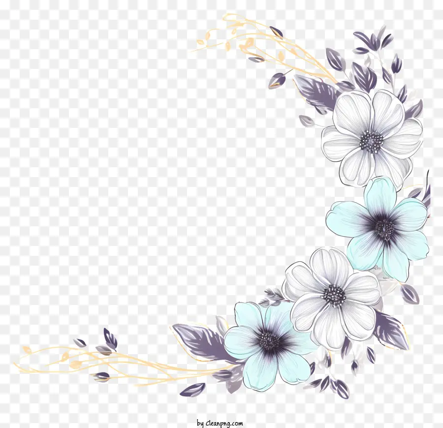 Diseño Floral，Black Background PNG