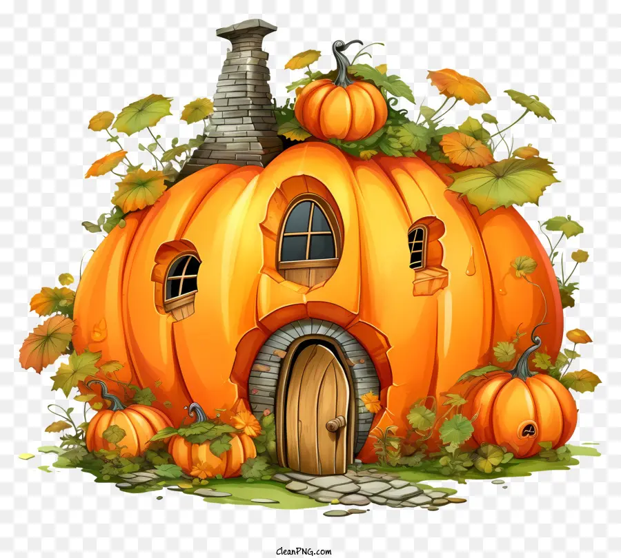 Casa En Forma De Calabaza，Atmósfera Otoñal PNG