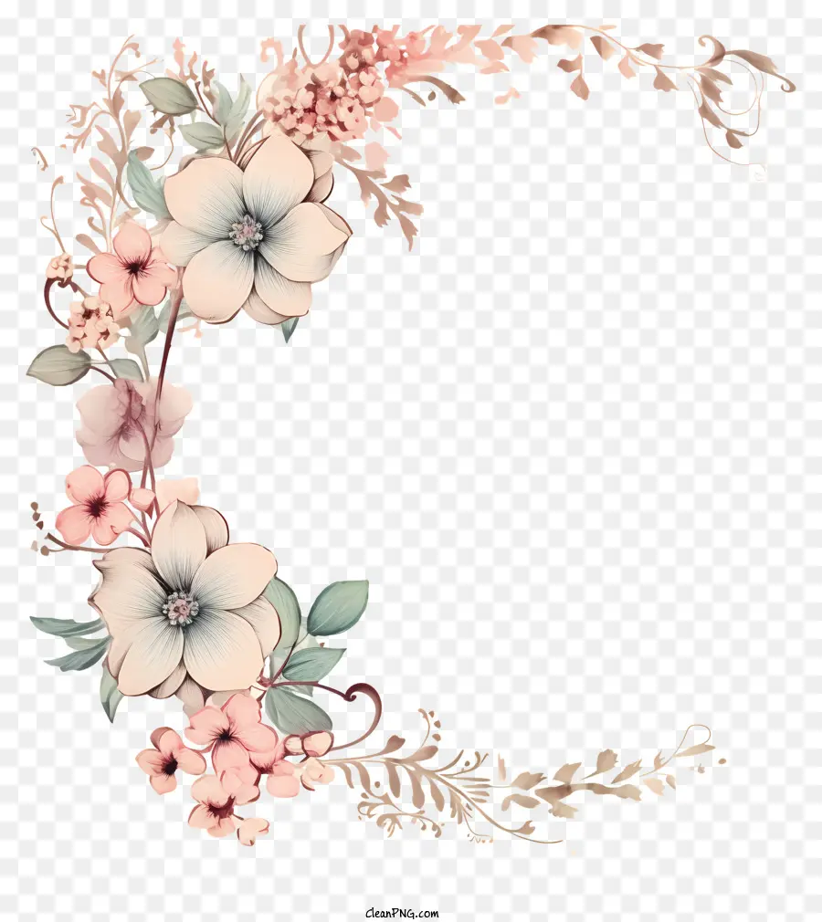 Vintage Marco，Diseño Floral PNG