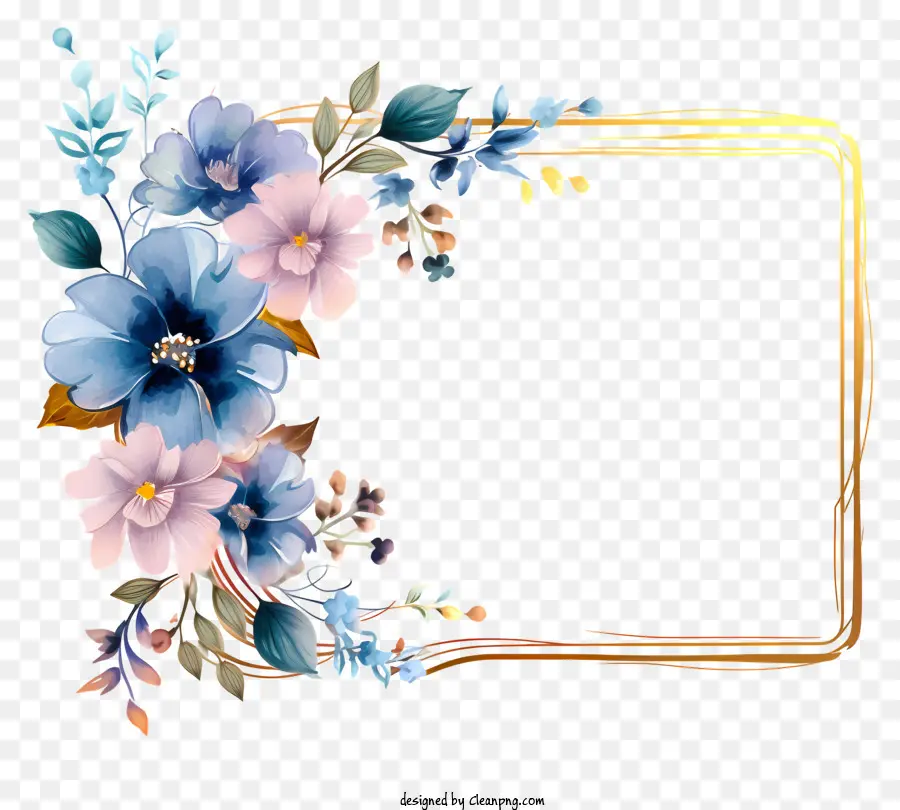 Marco Floral Azul，Marco Floral PNG