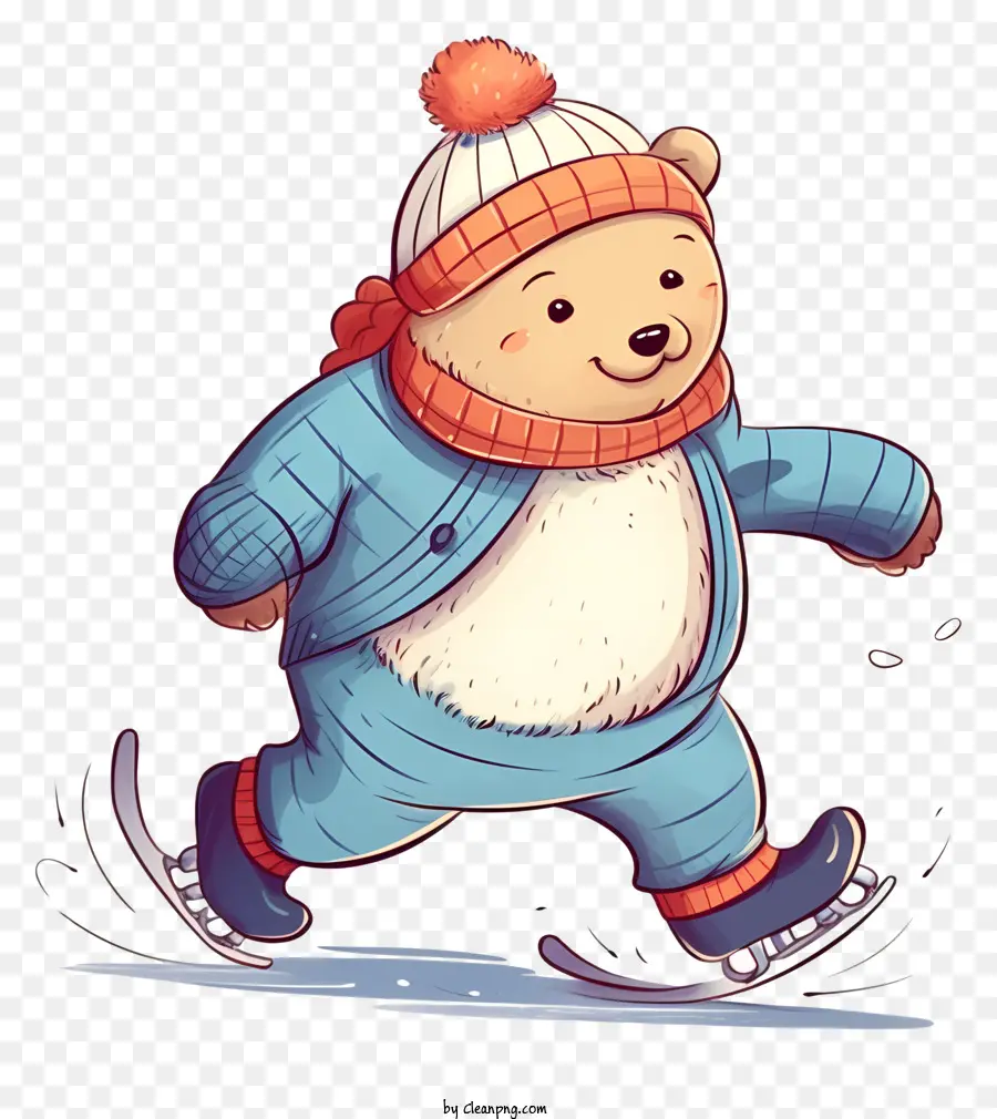 Cartoon Bear，Suéter Azul Y Blanco PNG