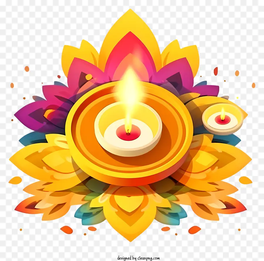 Diya，Vela Colorida PNG