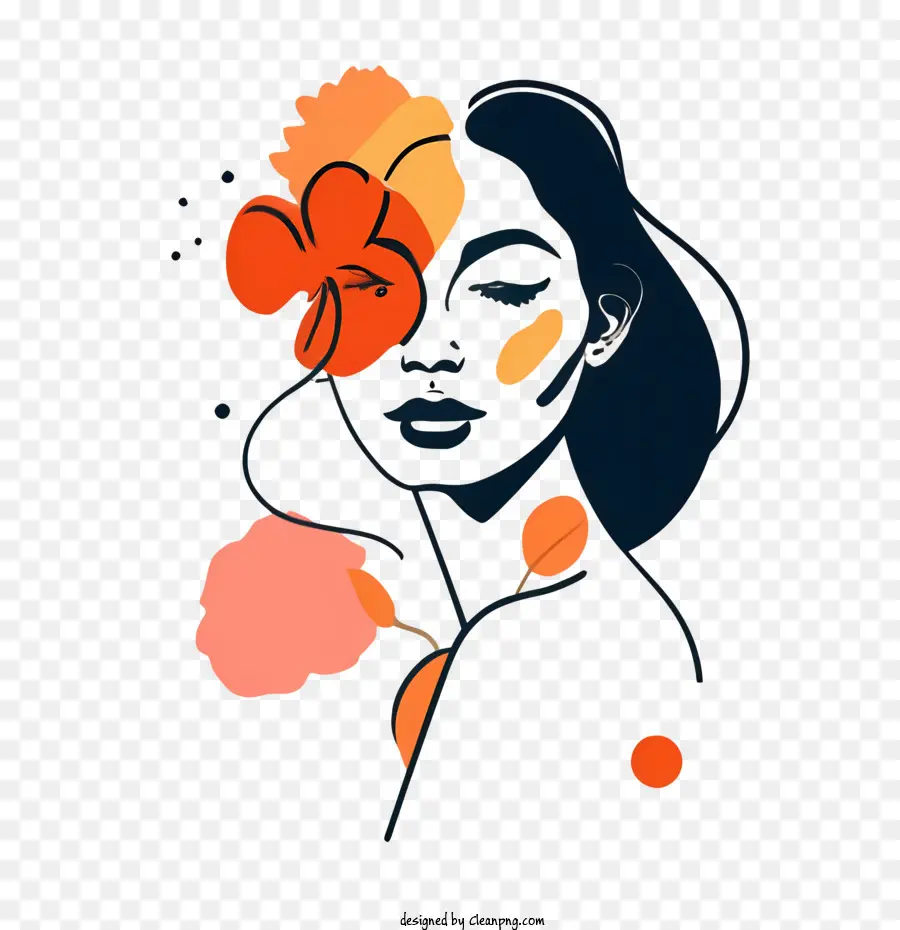 La Mujer De La Cara，Mujer Con Flores PNG