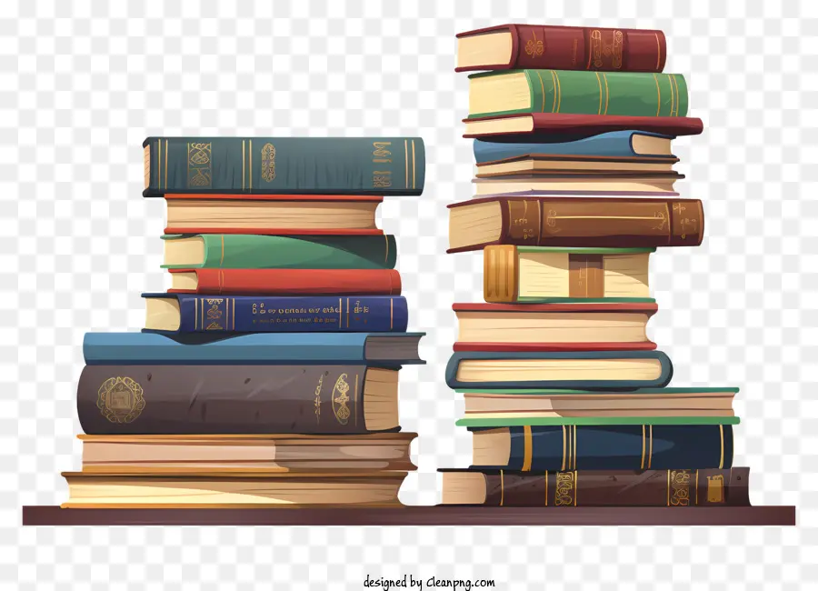 Pila De Libros，Estante De Madera PNG