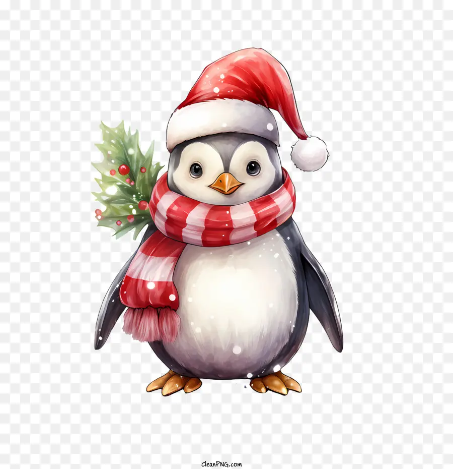 Pingüino De Navidad，Pingüino Con Gorro De Papá Noel PNG