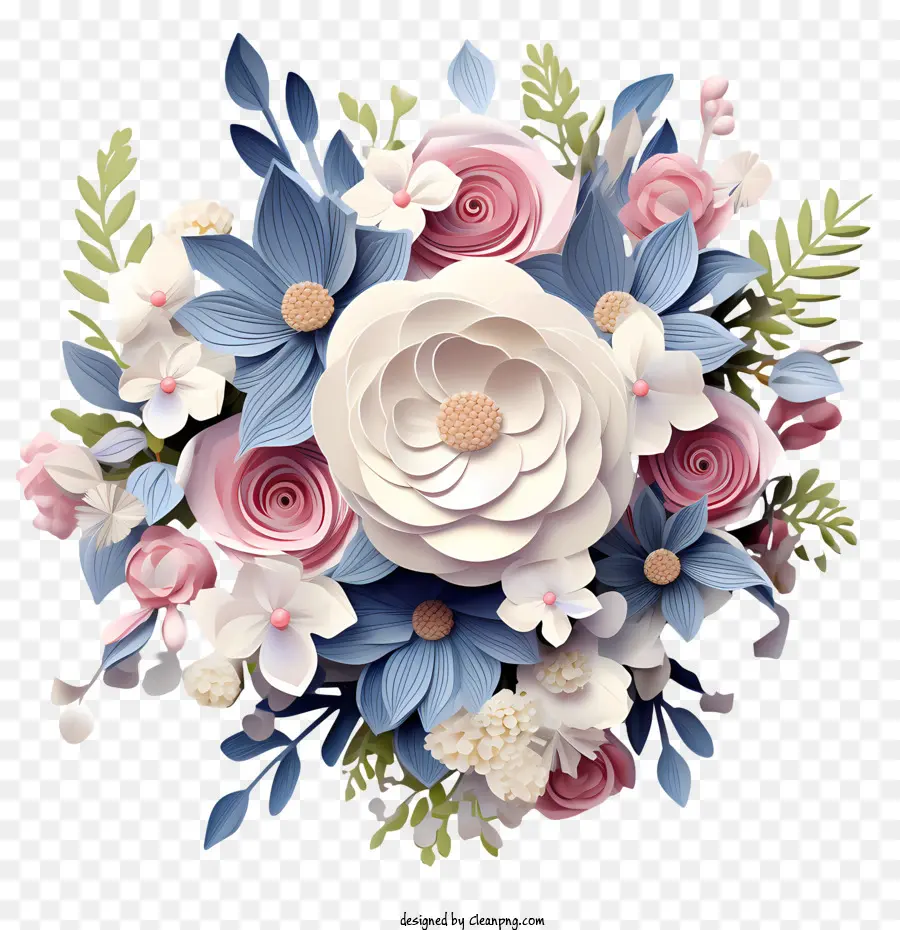 Arte Floral De Bodas，Azul PNG