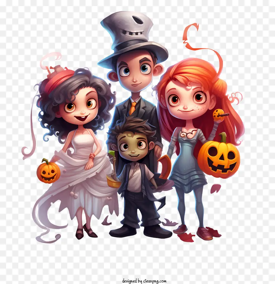 Fiesta De Halloween，Familia Disfrazada PNG