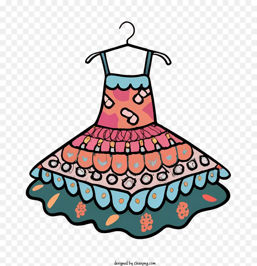 Vestido De Dibujos Animados，Vestido Colorido PNG