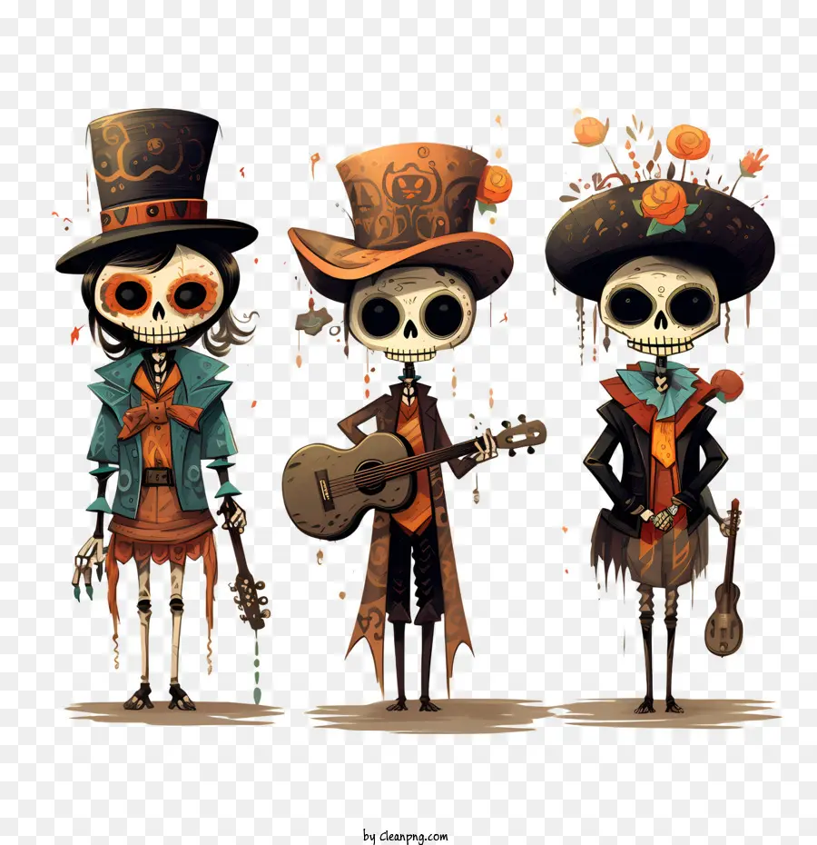 Dia De Muertos，Grupo Esqueleto PNG