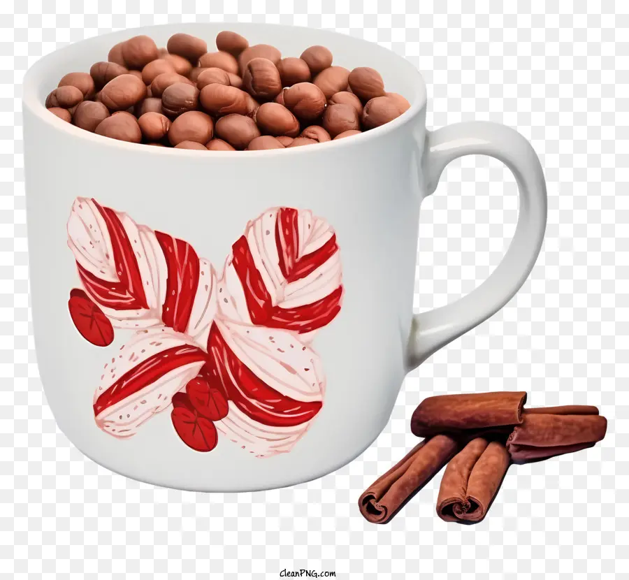 Blanco Taza，Los Bastones De Caramelo PNG