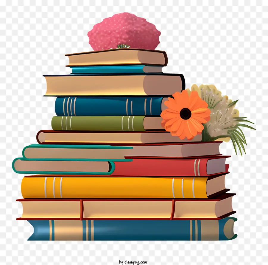 Libros，Flor PNG