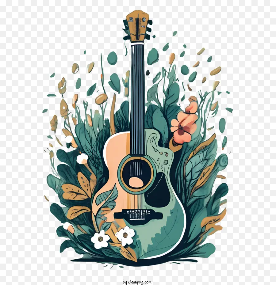 Guitarra，Flor PNG