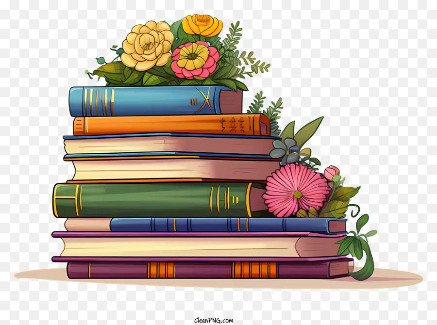 Libros，Flores PNG