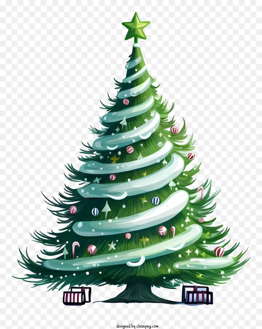 árbol De Navidad，Ramas Cubiertas De Nieve PNG