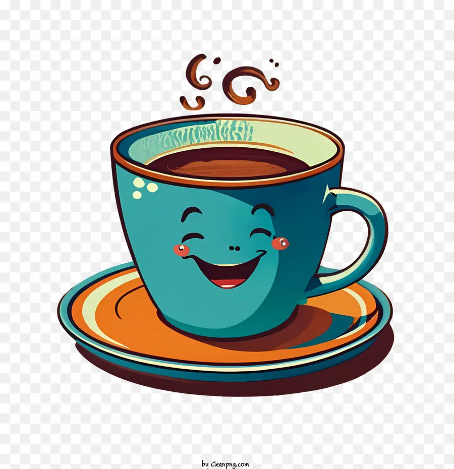 Taza De Café De Dibujos Animados，Taza De Café Sonriente PNG