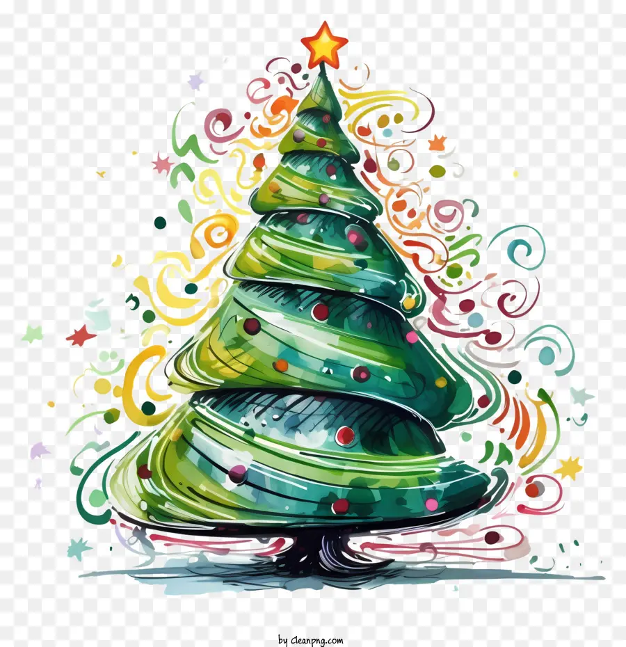 árbol De Navidad，Acuarela Estilo PNG