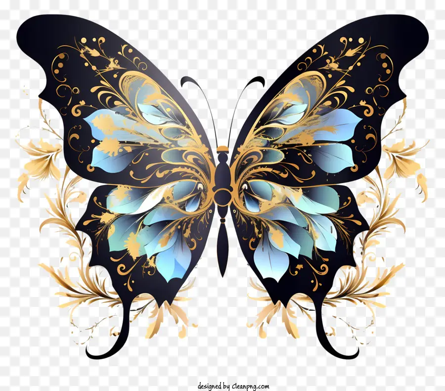 Mariposa，Mariposa Negra Y Dorada PNG