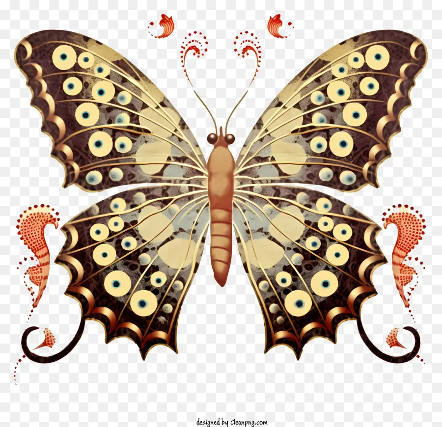 Mariposa Marrón Grande，Mariposa Dorada PNG