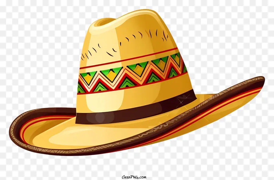 Amarillo Sombrero De Paja，Banda De Cuero Marrón PNG