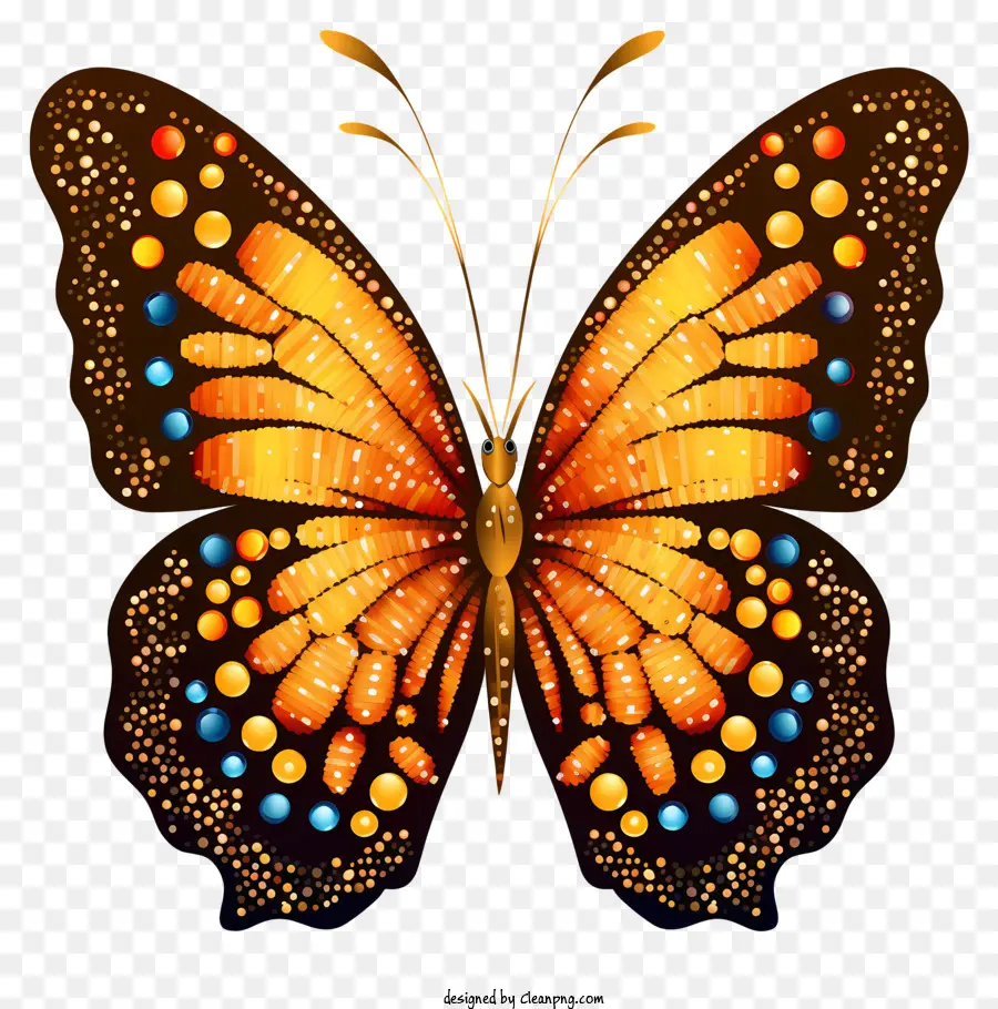 Mariposa De Color Naranja，Manchas Azules PNG