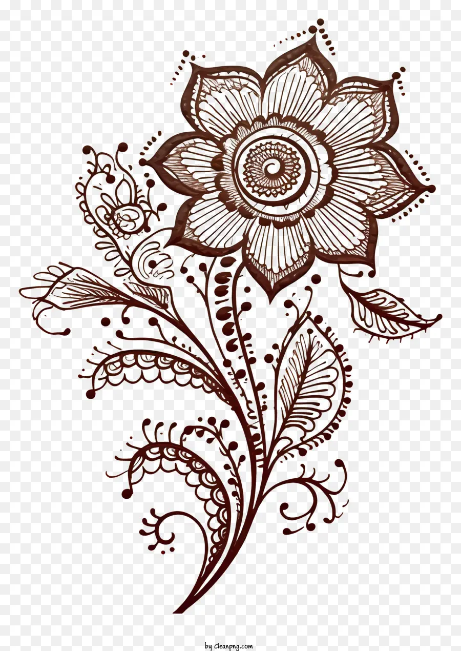 Ilustración En Blanco Y Negro，Flor De Henna PNG