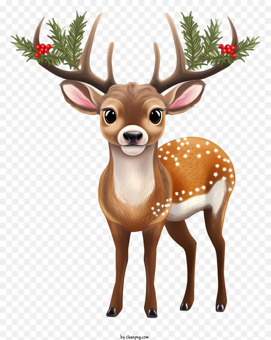 Navidad Deer，Astas Con Hojas PNG