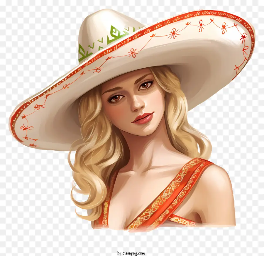 Mujer Rubia，Mujer Con Sombrero PNG