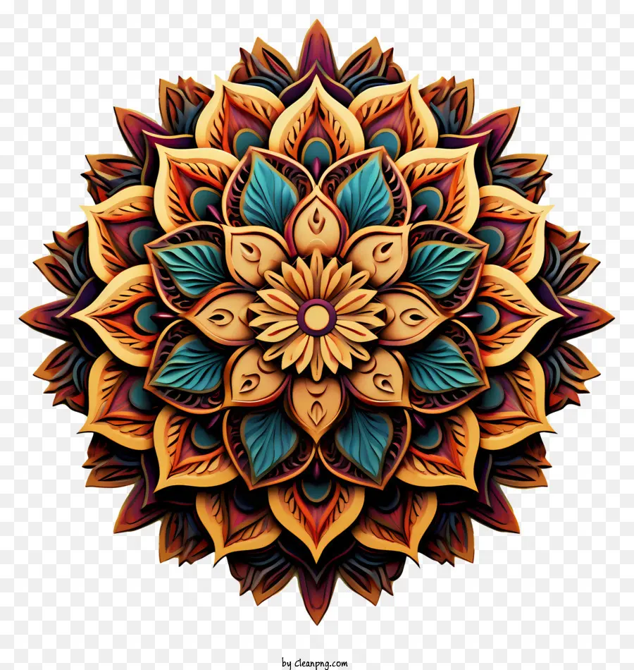 Diseño Floral，Mándala Colorida PNG