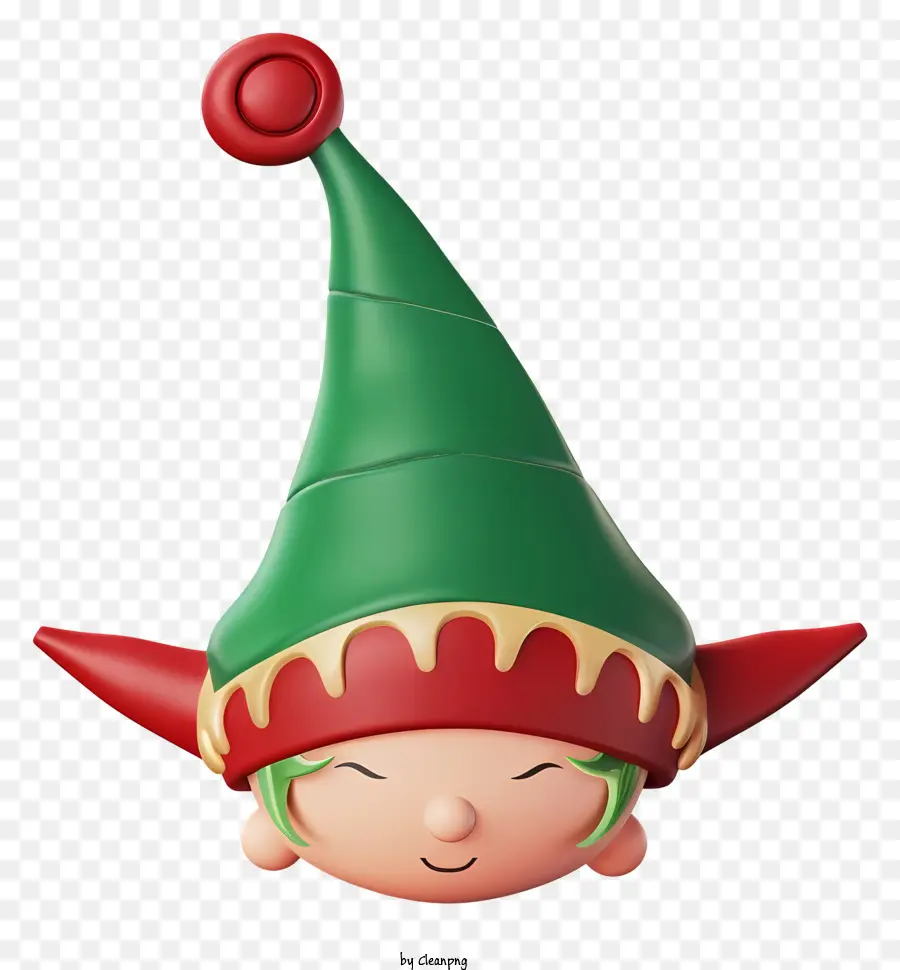 Figura De Elfo，Sombrero Verde Con Arco Rojo PNG